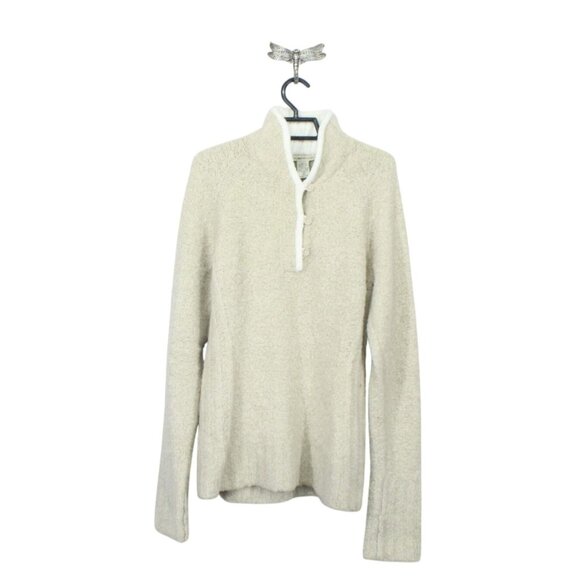 ExOfficio Long Sleeve Stand Collar Casual Knit Sweaters Cream Size M - Picture 1 of 11